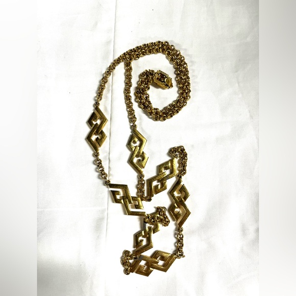 Givenchy Vintage Art-Deco Look Geometric Motifs Chain Necklace - Picture 13 of 16